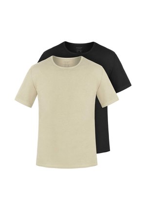2 PACK - T-Shirt basic - beige/schwarz