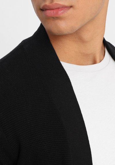 Urban Classics Open Edge Long Cardigan – Black, 100% Cotton Terry, Loose Fit, Size S