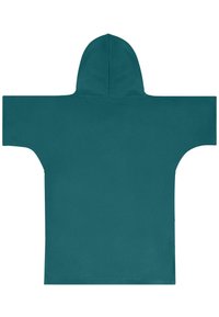 Tücolorierter Kapuzen-Poncho aus weichem Material. Besitzt weite Ärmel und eine lockere Passform, mit einem nahtlosen Design und einer gerundeten Kapuze.