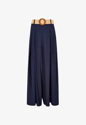 Apricot PLEATED PALAZZO WITH BELT - Trousers - navy