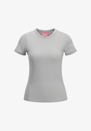 Hall tömbsärk lühikeste varrukatega, ümarate kaelustega, mille esiküljel on delikaatne kristallidest logo. Pehme, kerge kangas.