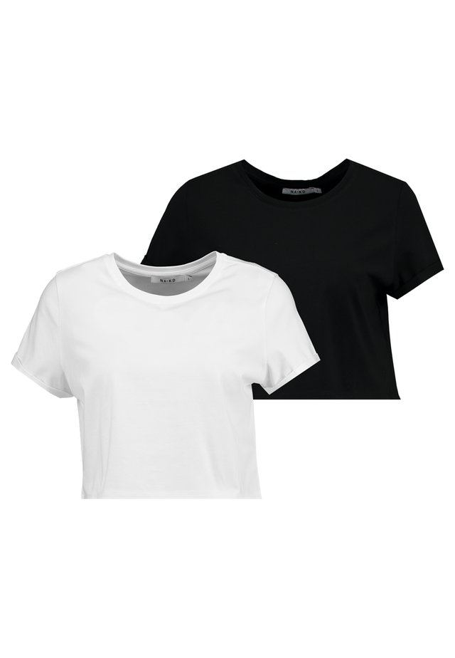 2-PACK CROP - T-Shirt print - black/white