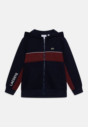 COLOR BLOCK UNISEX - Športna jopa s kapuco na zadrgo - navy blue/expresso