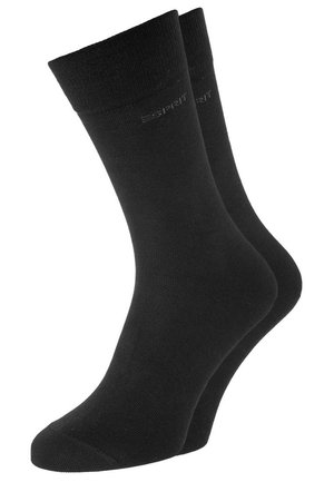 Schwarze Baumwollsocken mit glatter Textur, gerippten Bündchen und dezentem Branding. Einfaches Design, knöchelhoch, geeignet für den täglichen Gebrauch.