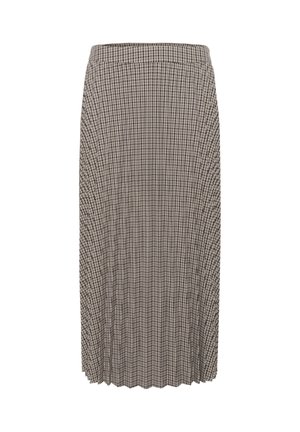 Jupe midi plissée avec un motif vichy noir et blanc. Dotée d'une taille et d'un tissu texturé avec une coupe droite.