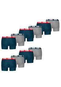 Herren-Boxershorts in Marineblau und Grau mit kontrastierenden Bunds. Mit Puma-Logo, elastischem Bund und figurbetontem Design.
