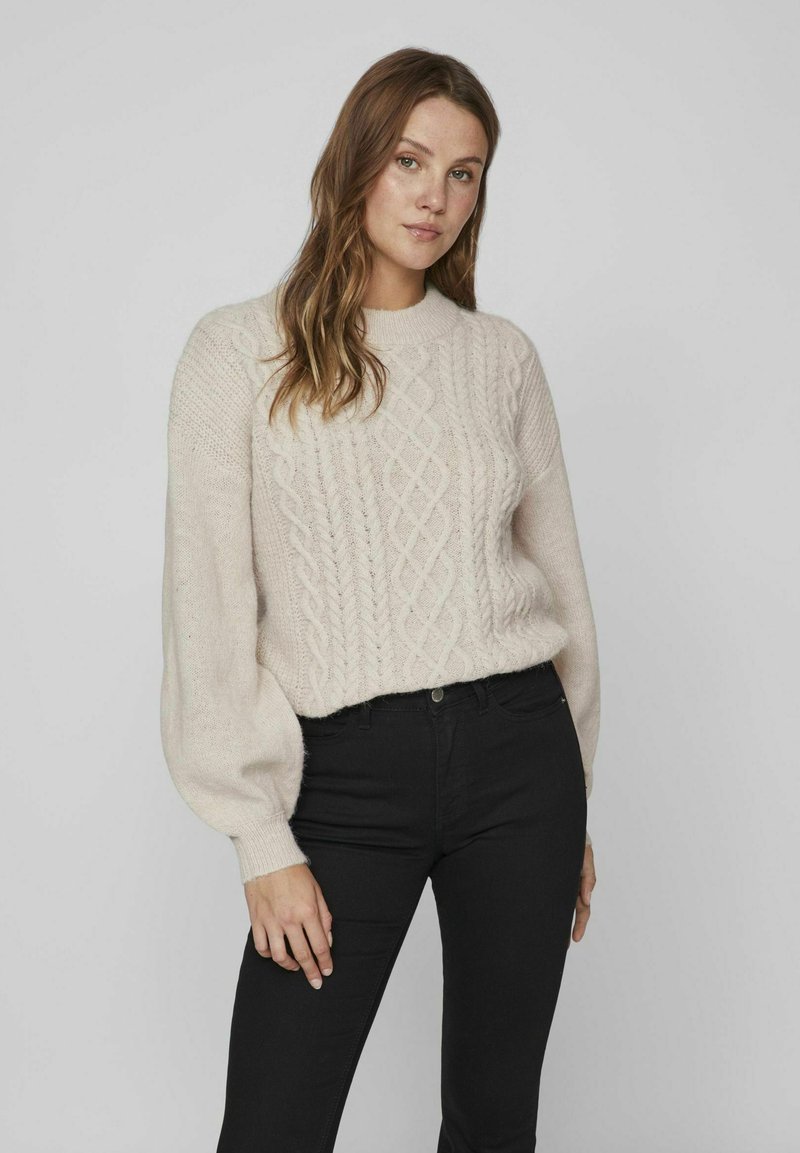 Objoda L S Lo Knit Pullover Birch Stripes Seal Brown