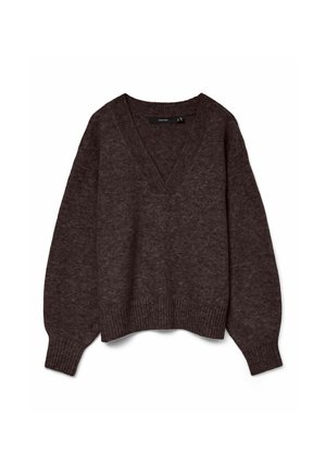 Vero Moda Curve, KNITTED PULLOVER VMCBOOM KNITTED PULLOVER - Jersey de punto - chocolate torte