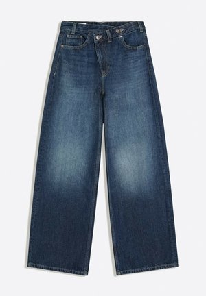 Bershka, WIDE-LEG WITH CROSSOVER WAIST - JEANS - Wide Leg - dark blue