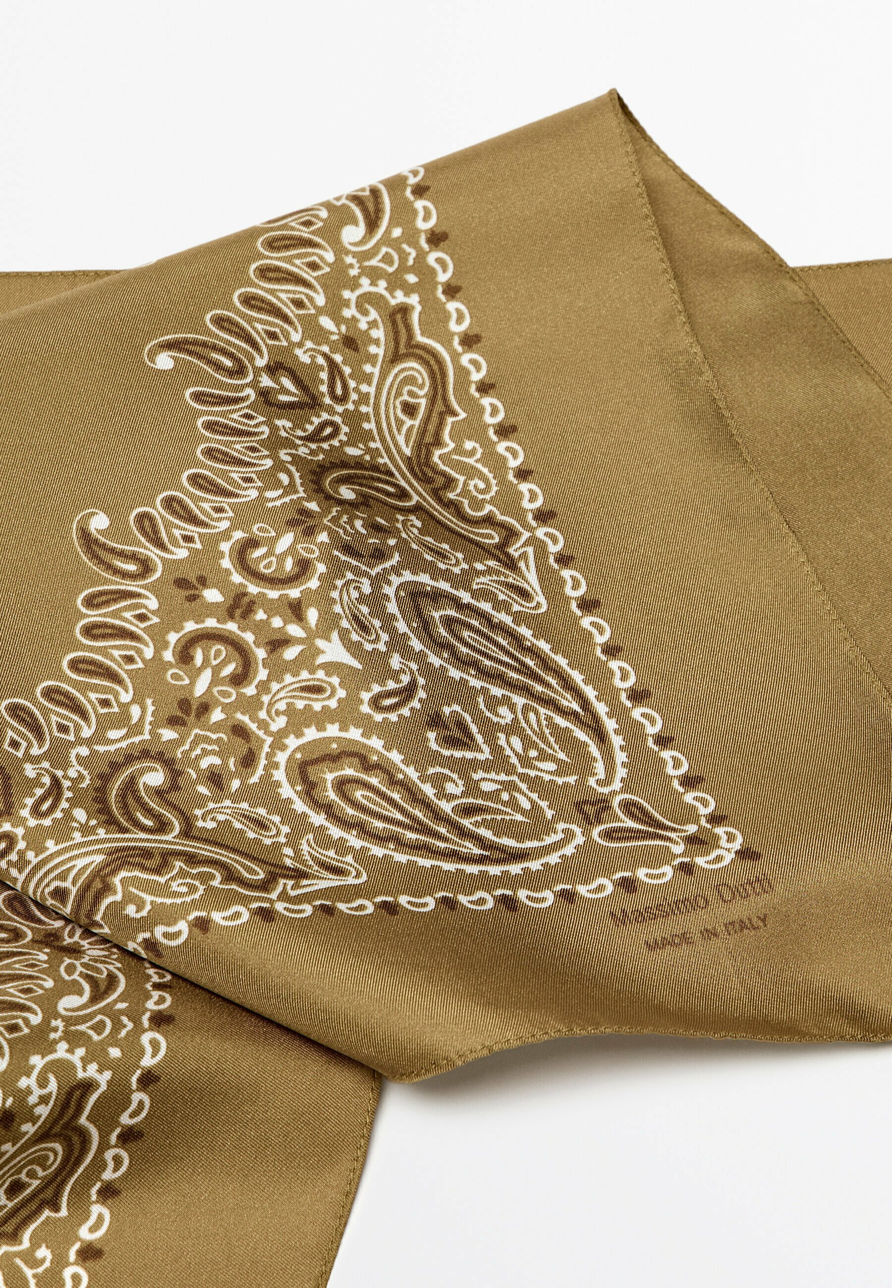 ★ Massimo Dutti★ Paisley pattern 100 silk bandana 0631872 MASSIMO DUTTI Paisley Print 100% Silk Bandana in Natural