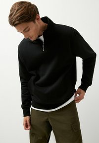 Next - HALF ZIP FUNNEL NECK - Felpa - black Immagine in miniatura 1