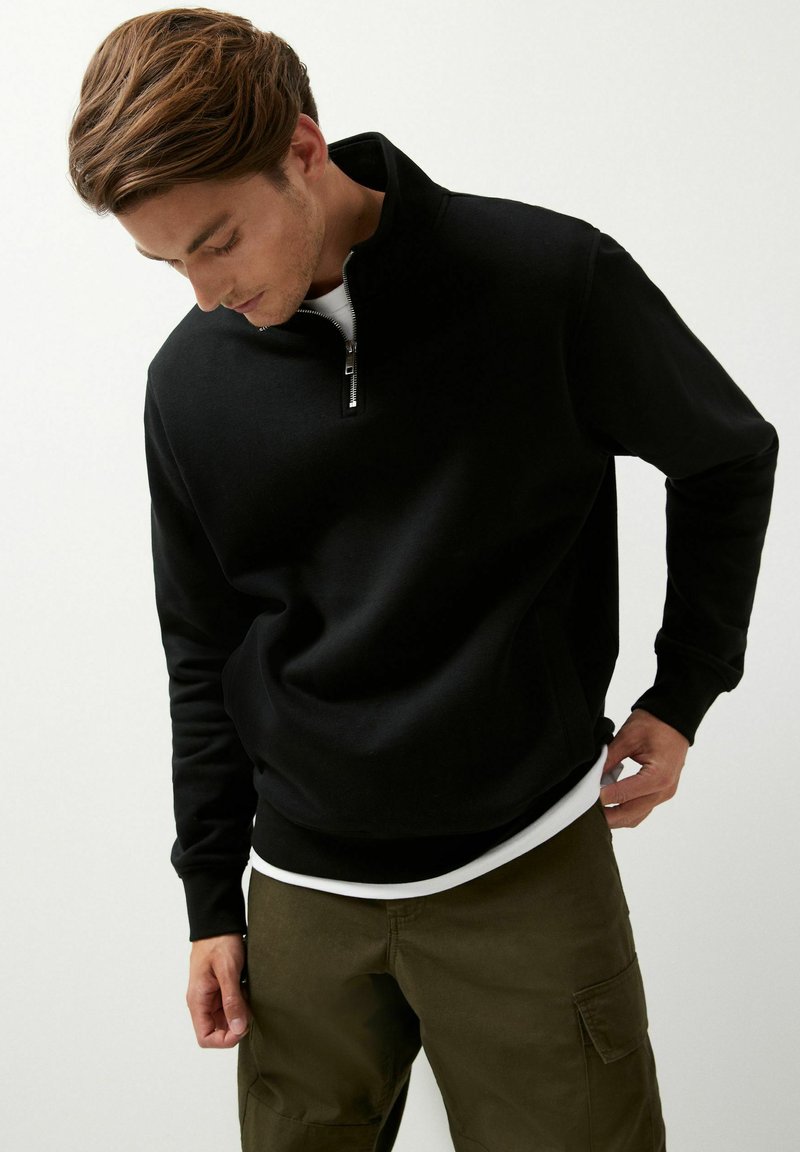 Next - HALF ZIP FUNNEL NECK - Sweatshirt - black, Vergrößern