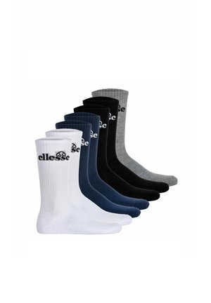 Pack mit acht Socken in Weiß, Marineblau, Schwarz und Grau. Mit geribbelter Textur und Logo an der Oberseite. Baumwollmischung.
