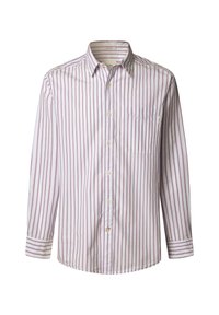 Pikkade varrukatega valge särk peente punaste vertikaalsete triipudega, nööpidega krae, ees tasku ja nööpidega kinnitusega. Pehme puuvillane materjal.