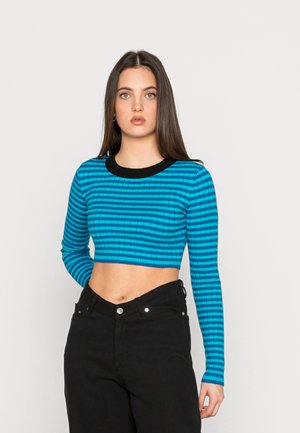 LONG SLEEVE TOP WITH HIGH ROUND NECK - Jumper - blue