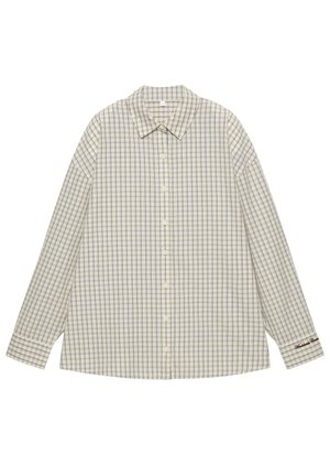 CHECK WITH EMBROIDERED SLOGAN - Skjortebluser - beige