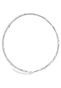 Srebrny naszyjnik łańcuszkowy z teksturowanym, splatanym wzorem, z bezpiecznym zapięciem i regulowanym łańcuchem umożliwiającym dopasowanie długości.