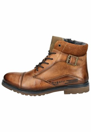 Cowboy/biker ankle boot - cognac