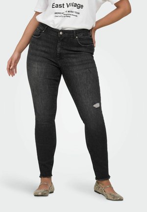 ONLY Carmakoma SKINNY JEANS CARWILLY MITTLERE TAILLE SKINNY FIT KNÖCHELLANG JEANS - Jeans Skinny Fit - black denim
