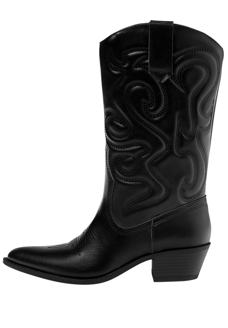 PULL&BEAR WITH TOPSTITCHING Kovbojské/motorkářské boty black/černá