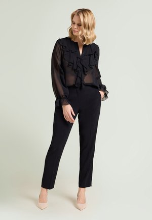 IN GEORGETTE CON VOLANT - Blusa - nero