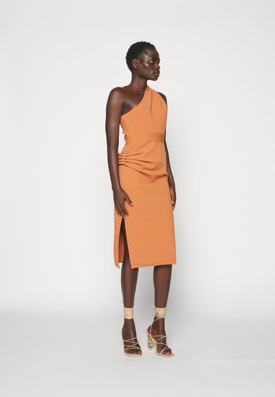 Hervé Léger DRAPED MILANO MIDI DRESS HARDWARE - Φόρεμα σε ίσια γραμμή - ginger