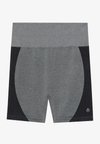 HIGH RISE SEAMLESS RIB BOOTY SHORTS WITH CONTRAST PANEL - Leggings - mottled dark grey