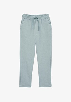 Hellblaue Sweatpants aus weichem Stoff, mit einem elastischen Bund und Kordelzug, Seitentaschen und einem geraden Bein.