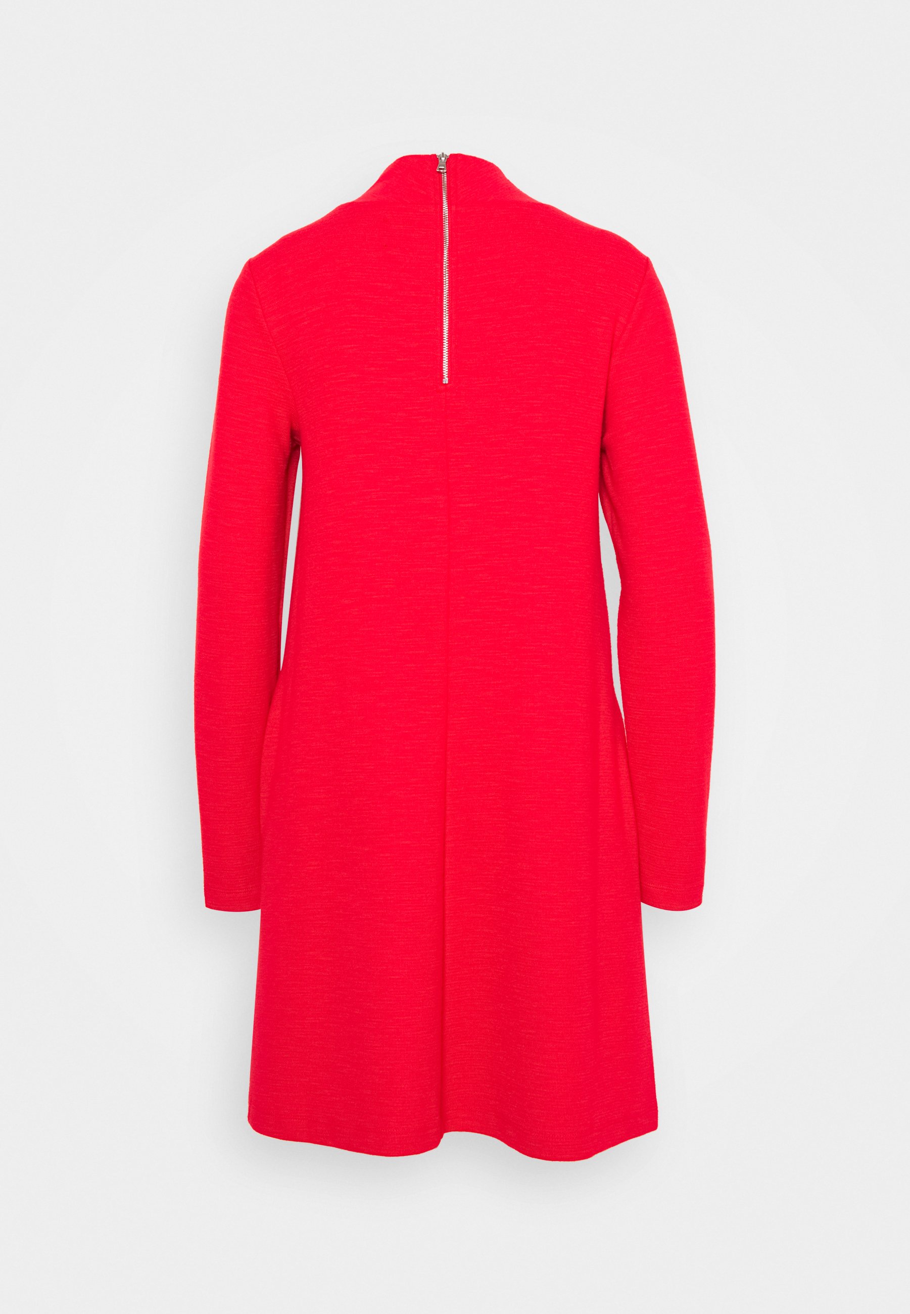 red mock neck dress