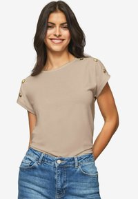 Lipsy ROUND NECK  REGULAR - Základné tričko - camel