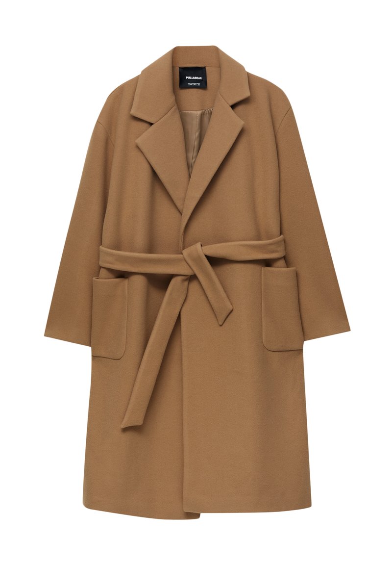 PULL&BEAR TEXTURE WITH BELT - Klassischer Mantel - camel - Zalando.de