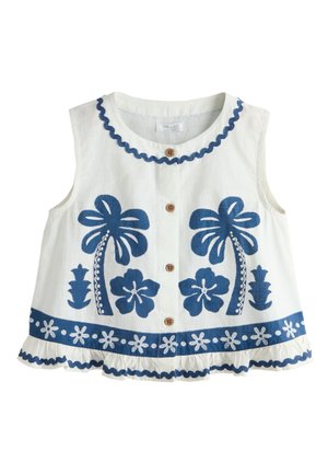 Next REGULAR FIT - EMBROIDERED SLEEVELESS WAISTCOAT . - Bluse - white blue embroidery