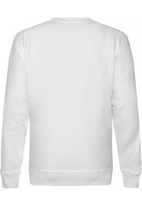 Vit sweatshirt med långa ärmar och rund halsringning. Slät bomullstyg, ribbade ärmslut och nederkant, enkel minimalistisk design utan grafik.