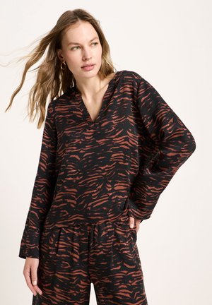 LANIUS, BLUSE - Bluse - print animal stripes chocolate