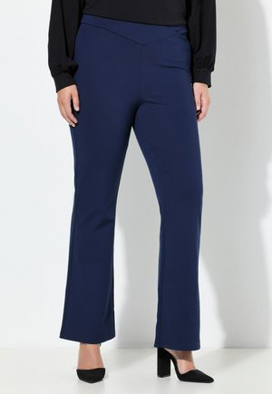 WITH LARED HEMS - Stoffhose - dark blue