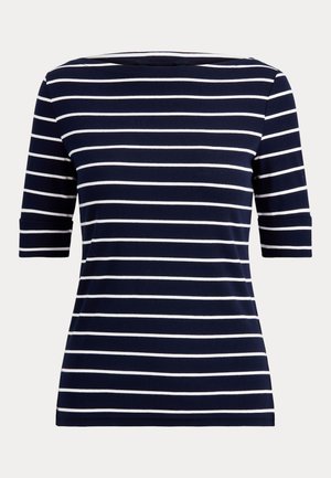 Lauren Ralph Lauren, STRIPED STRETCH COTTON BOATNECK TEE - Μπλουζάκι με στάμπα - lauren navy/white