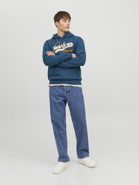 Jack & Jones JJELOGO HOOD - Felpa con cappuccio - sailor blue