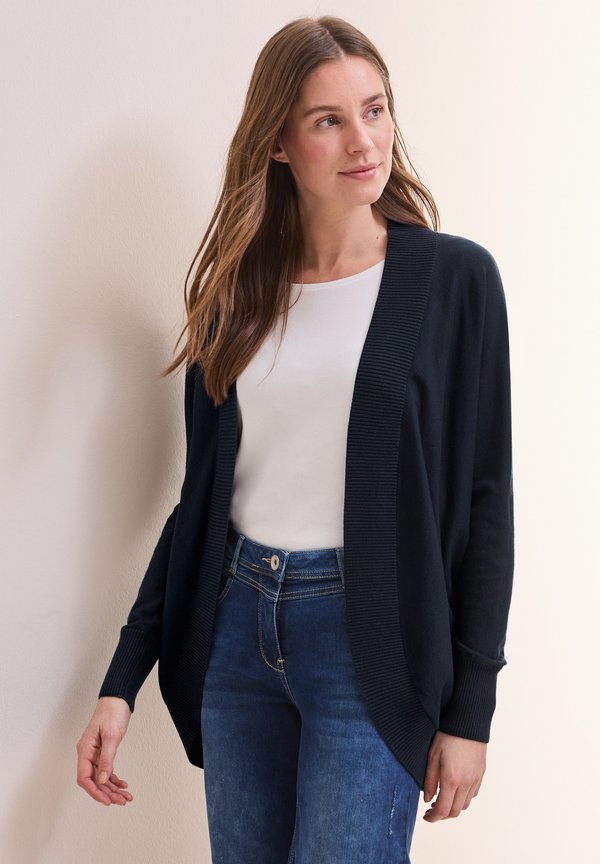 LANGER DOLMAN - Strickjacke - blau