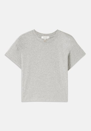 Gray short-sleeve t-shirt made of soft cotton. Crew neckline with a relaxed fit and no visible patterns or accents. Tag on the inside.