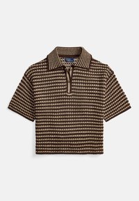 STRIPED KNIT COTTON POLO SHIRT - Polo majica - chocolate