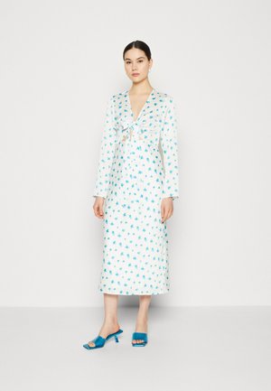 Gina Tricot TIE FRONT MIDI DRESS - Cocktail φόρεμα / Φόρεμα για πάρτι - blue