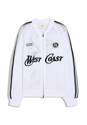 Bershka, RETRO MESH - JACKET - Strickjacke - white