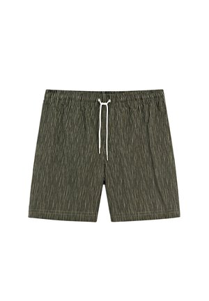 Massimo Dutti STRIPED PRINT SWIMMING TRUNKS - Swimming shorts - khaki