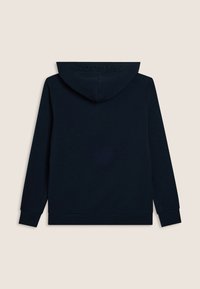 Sudadera con capucha de color azul marino con una textura suave, con un respaldo liso y puños de canalé, fabricada con un tejido confortable.