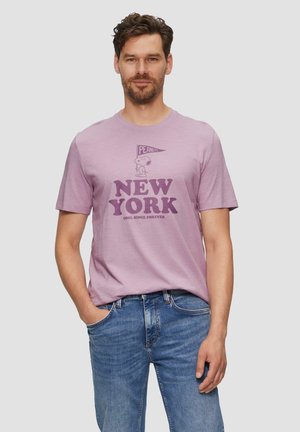 s.Oliver MIT PEANUTS-MOTIV UND FLAMMGARNSTRUKTUR - T-Shirt print - flieder