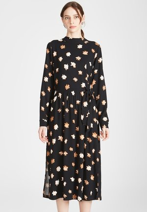 INDIRA - Day dress - black caramel brown flowers