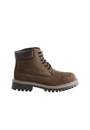 Next, Wide Fit - Leather Lace Up Work Boots - Winter boots - chocolate brown