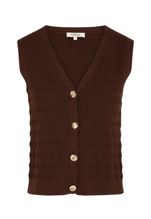 Morgan, MORGAN MORGAN FITTED V-NECK CARDIGAN - Veste sans manches - marron foncé