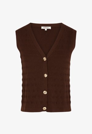 Morgan, MORGAN MORGAN FITTED V-NECK CARDIGAN - Veste sans manches - marron foncé