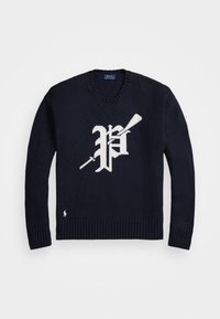 BIG FIT LOGO-INTARSIA COTTON SWEATER - Camisola - navy/white